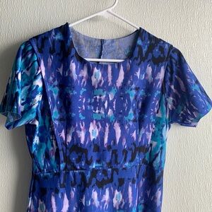 Mennonite Cottagecore Homemade Amish Women’s Cape Dress Blue Beach Tropical